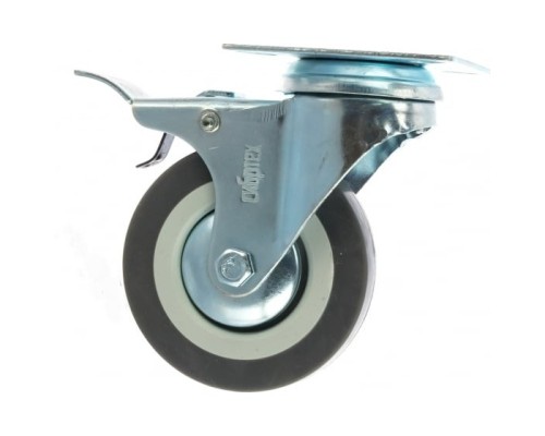 [Тачки] СИБРТЕХ Колесо поворотное с тормозом, диаметр 75 мм, крепление  платформенное [68720]