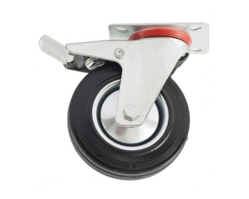 [Тачки] СИБРТЕХ Колесо поворотное с тормозом, диаметр 125 мм, крепление  платформенное [68722]