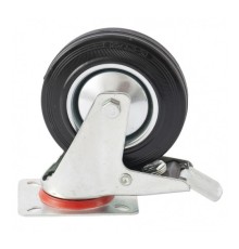 СИБРТЕХ Колесо поворотное с тормозом, диаметр 200 мм, крепление  платформенное [68724]