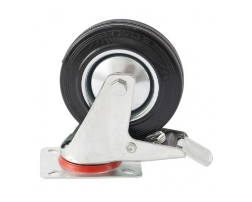 [Тачки] СИБРТЕХ Колесо поворотное с тормозом, диаметр 200 мм, крепление  платформенное [68724]