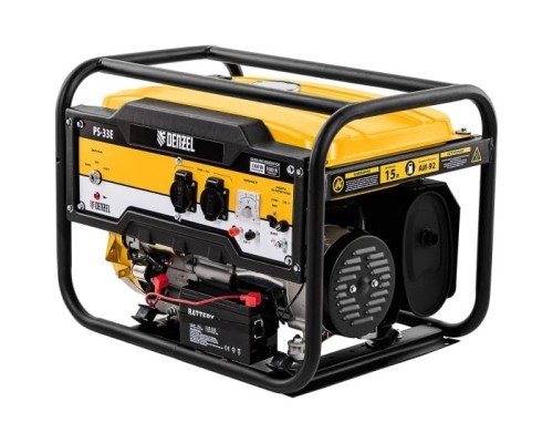 [Генератор] Denzel Генератор бензиновый PS-33E, 3,3 кВт, 230В, 15 л, электростартер [94537]