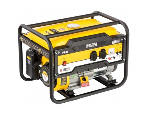 [Генератор] Denzel Генератор бензиновый PS-33, 3,3 кВт, 230В, 15л, ручной стартер [946834]