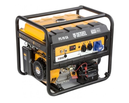 [Генератор] Denzel Генератор бензиновый PS-70EA, 7,0 кВт, 230В, 25л, коннектор автоматики, электростартер [946894]