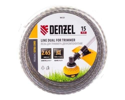 [Бензоинструменты] Denzel Леска для триммера двухкомпонентная квадрат 2,65мм  15 м EXTRA CORD [96125]