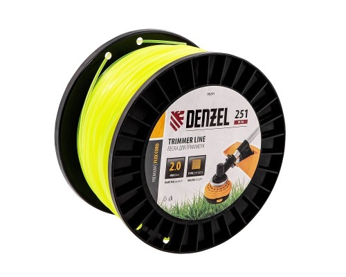 [Бензоинструменты] Denzel Леска для триммера квадрат, 2,0мм х 251м, на DIN катушке FLEX CORD [96291]