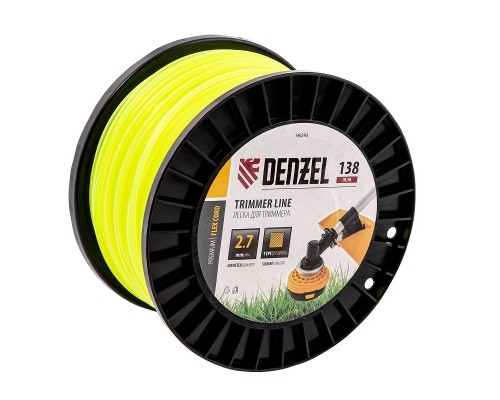 [Бензоинструменты] Denzel Леска для триммера квадрат, 2,7м х 138м, на DIN катушке FLEX CORD [96293]