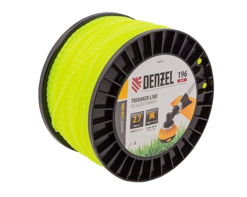 [Бензоинструменты] Denzel Леска для триммера витой квадрат, 2,7мм х 196м, на DIN катушке FLEX CORD [96299]