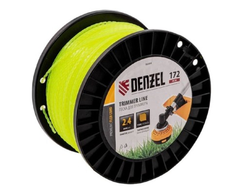 [Бензоинструменты] Denzel Леска для триммера зубчатый квадрат, 2,4мм х 172м, на DIN катушке FLEX CORD [96804]