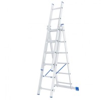 СИБРТЕХ Лестница, 3 х 6 ступеней, алюминиевая, трехсекционная, Россия [97816]
