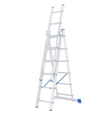 СИБРТЕХ Лестница, 3 х 6 ступеней, алюминиевая, трехсекционная, Россия [97816]