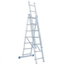 СИБРТЕХ Лестница, 3 х 7 ступеней, алюминиевая, трехсекционная, Россия [97817]