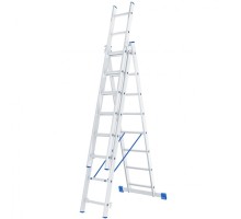 СИБРТЕХ Лестница, 3 х 8 ступеней, алюминиевая, трехсекционная, Россия [97818]