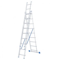 СИБРТЕХ Лестница, 3 х 9 ступеней, алюминиевая, трехсекционная, Россия [97819]