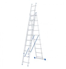 СИБРТЕХ Лестница, 3 х 10 ступеней, алюминиевая, трехсекционная, Россия [97820]