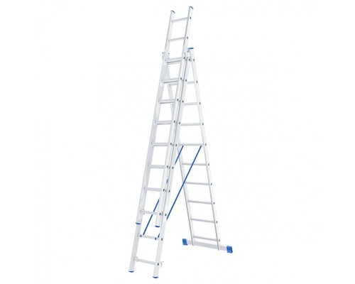 [Лестницы, стремянки] СИБРТЕХ Лестница, 3 х 10 ступеней, алюминиевая, трехсекционная, Россия [97820]