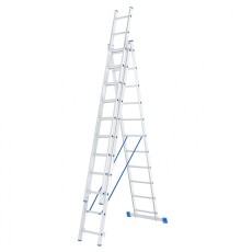 СИБРТЕХ Лестница, 3 х 11 ступеней, алюминиевая, трехсекционная, Россия [97821]