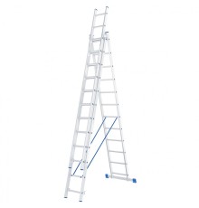 СИБРТЕХ Лестница, 3 х 12 ступеней, алюминиевая, трехсекционная, Россия [97822]