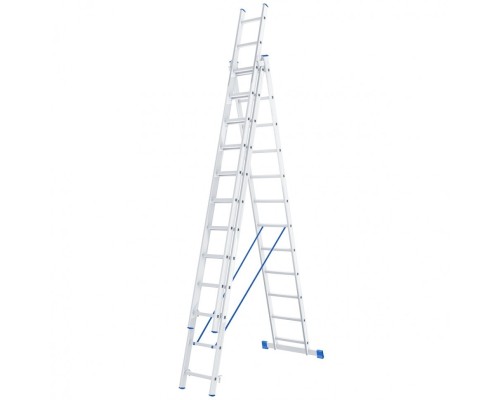 [Лестницы, стремянки] СИБРТЕХ Лестница, 3 х 12 ступеней, алюминиевая, трехсекционная, Россия [97822]