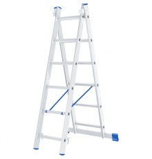 СИБРТЕХ Лестница, 2 х 6 ступеней, алюминиевая, двухсекционная, Россия [97906]