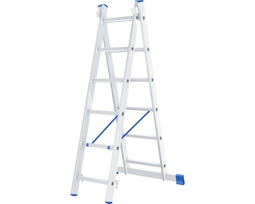 [Лестницы, стремянки] СИБРТЕХ Лестница, 2 х 6 ступеней, алюминиевая, двухсекционная, Россия [97906]