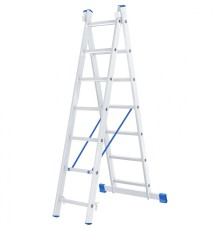 СИБРТЕХ Лестница, 2 х 7 ступеней, алюминиевая, двухсекционная, Россия [97907]