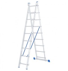 СИБРТЕХ Лестница, 2 х 9 ступеней, алюминиевая, двухсекционная, Россия [97909]