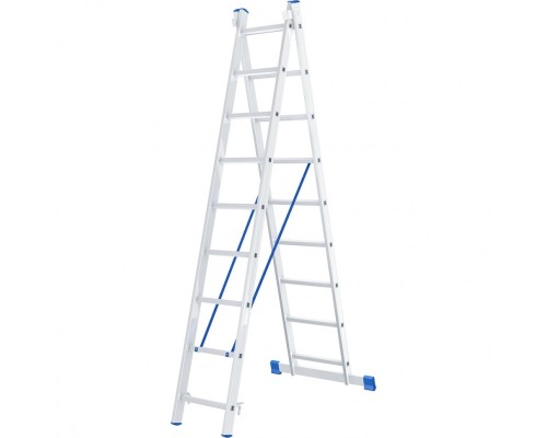 [Лестницы, стремянки] СИБРТЕХ Лестница, 2 х 9 ступеней, алюминиевая, двухсекционная, Россия [97909]