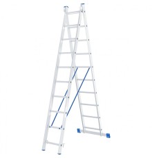 СИБРТЕХ Лестница, 2 х 10 ступеней, алюминиевая, двухсекционная, Россия [97910]