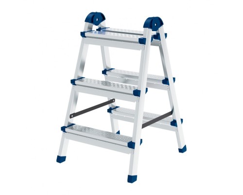 [Лестницы, стремянки] СИБРТЕХ Стремянка двухсторонняя 3 ст., сталь профиль, стальные ступени, Россия [97983]