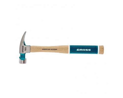 [Молотки] GROSS Молоток-гвоздодер,280 г, угол 75, магнит, обрезиненная рукоятка AMERICAN HICKORY  [10417]