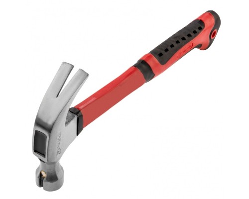 [Молотки] MATRIX Молоток-гвоздодер, 450 г, боек c магнитом, фибергласовая обрезиненная рукоятка [10446]