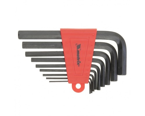 [Ручной инструмент] MATRIX Набор ключей имбусовых HEX, 1,5–10 мм, CrV, 9 шт., оксидированные, короткие [11226]