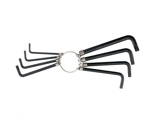 [Ручной инструмент] SPARTA Набор ключей имбусовых TORX 9 шт.: T10,15,20,25,27,30,40,45,50, оксидированные, на кольце [112667]