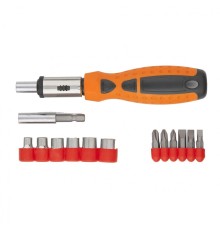 SPARTA Отвертка реверсивная, биты, головки торцевые, 14шт., [115565]