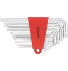 MATRIX Набор ключей имбусовых TORX, 9 шт., T10-T50, CrV, короткие, сатин. [12305]