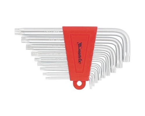 [Ручной инструмент] MATRIX Набор ключей имбусовых TORX, 9 шт., T10-T50, CrV, короткие, сатин. [12305]