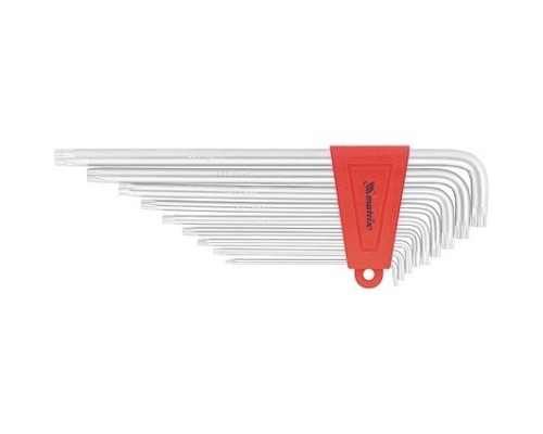 [Ручной инструмент] MATRIX Набор ключей имбусовых TORX, 9 шт., T10-T50, CrV, экстра-длин, сатин. [12307]