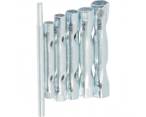 [Ручной инструмент] SPARTA Набор ключей-трубок торцевых, 8 х 17 мм, вороток, оцинкованные, 6 шт. [137405]