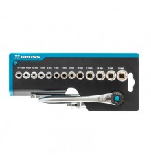 GROSS Набор торцевых головок, трещотка 120 зубьев, 36 предметов, 1/4