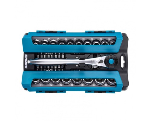 [Наборы инструмента] GROSS Набор торцевых головок, трещотка 120 зубьев, 36 предметов, 1/2