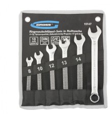 GROSS Набор ключей комбинированных 8-17 мм, 6 шт., CrV, холодный штамп [15147]