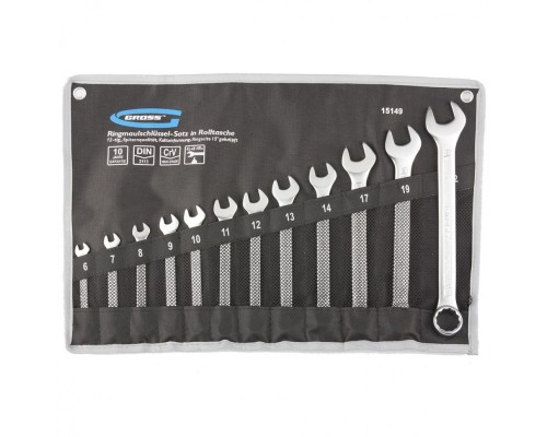 [Ручной инструмент] GROSS Набор ключей комбинированных 6-22 мм, 12 шт., CrV, холодный штамп [15149]