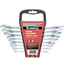 MATRIX Набор ключей рожковых 8шт. (6-22мм), CrV, Elliptical, зерк. хромирование [15238]
