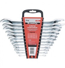 MATRIX Набор ключей рожковых 12шт. (6-32мм), CrV, Elliptical, зерк. хромирование [15242]