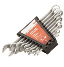 MATRIX Набор ключей комбинированных, 6 - 22 мм, 9 шт., CrV, матовый хром [15410]