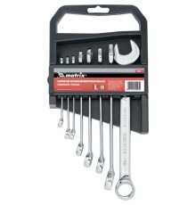 MATRIX Набор ключей комбинированных, 6 - 19 мм, 8 шт., CrV, полированный хром [15422]