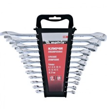 MATRIX Набор ключей комбинированных, 6 - 22 мм, 12 шт., CrV, полированный хром [15426]