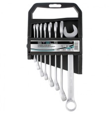 STELS Набор ключей комбинированных, 8 - 19 мм, 8 шт., CrV, матовый хром [15428]