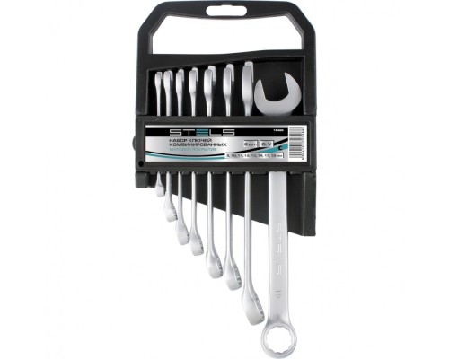 [Ручной инструмент] STELS Набор ключей комбинированных, 8 - 19 мм, 8 шт., CrV, матовый хром [15428]