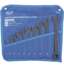 СИБРТЕХ Набор ключей комбинированных, 6 - 22 мм, 10 шт., CrV, фосфатированные, ГОСТ 16983 [15475]